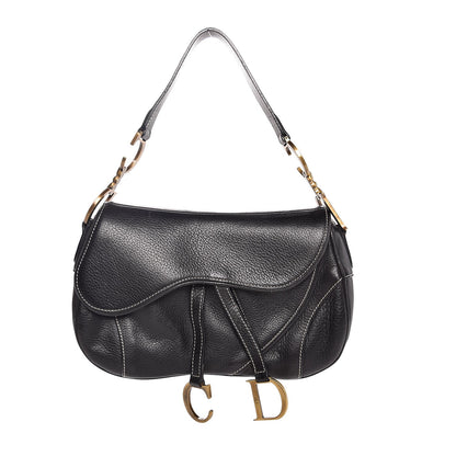 Christian Dior Calfskin Double Saddle Bag Black 1 of 5