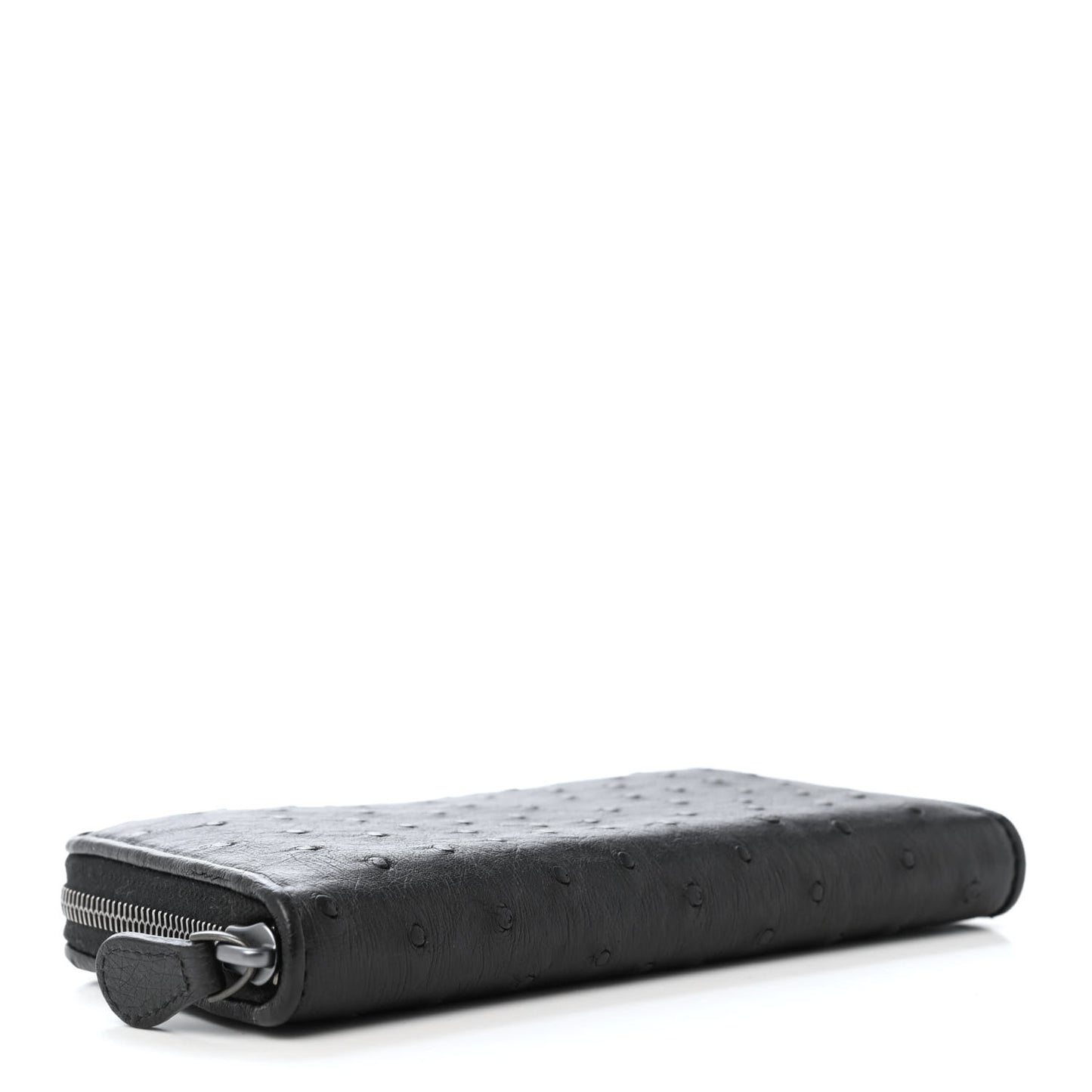 Ostrich Zip Around Wallet Black