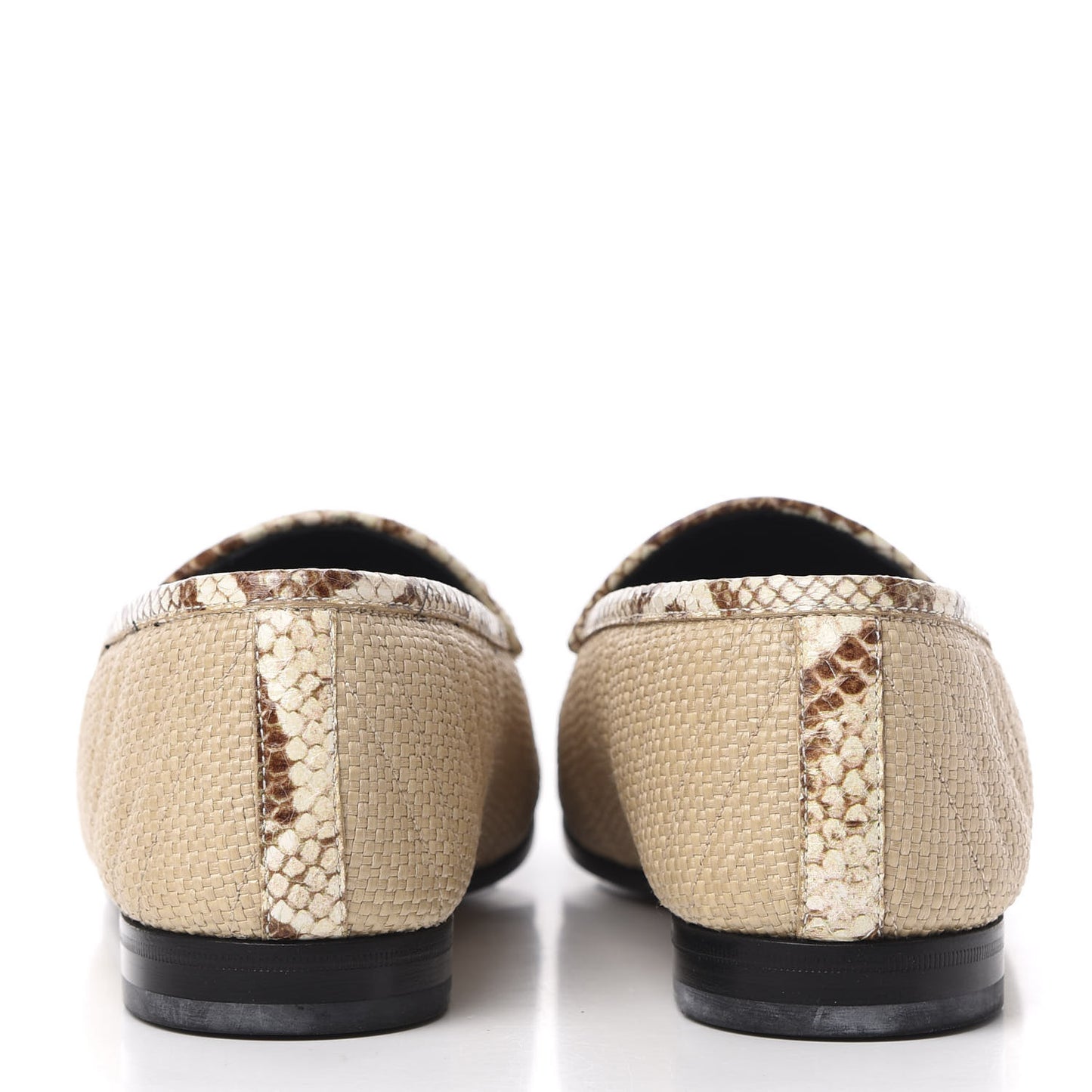Raffia Elaphe Matelasse Horsebit Womens Jordaan Loafers 41 Natural Cream Brown