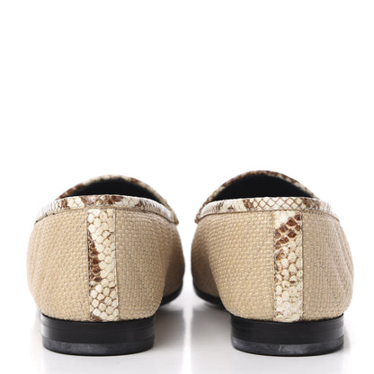 Gucci Raffia Elaphe Matelasse Horsebit Womens Jordaan Loafers 41 Natural Cream Brown 6 of 10