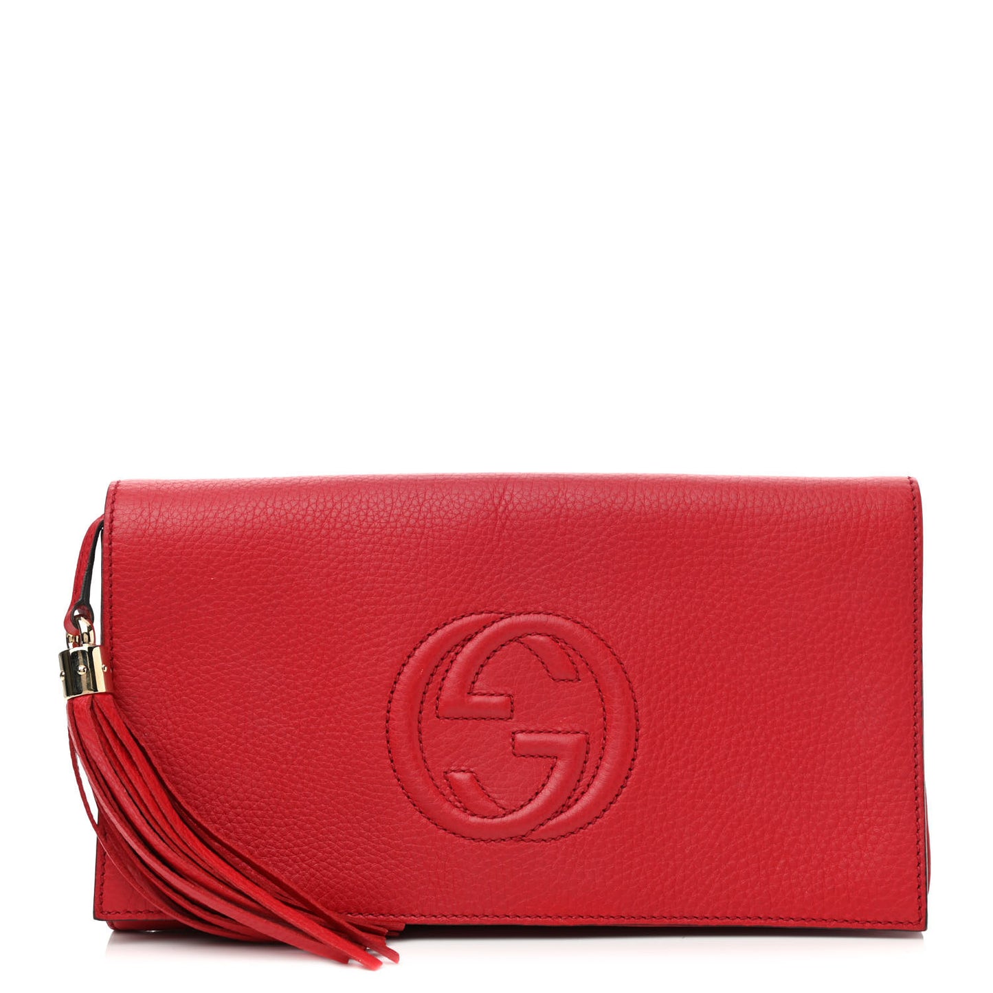 Pebbled Calfskin Medium Soho Clutch Red