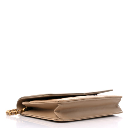 Chanel Caviar Quilted CC Filigree Wallet On Chain WOC Beige 4 of 13