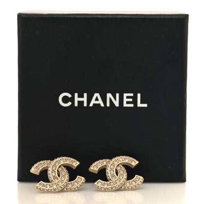 Chanel Crystal Timeless CC Earrings Gold 6 of 6