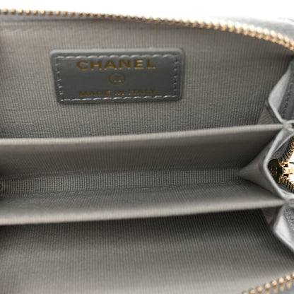 Chanel Metallic Lambskin Quilted Chanel 19 Zip Around Coin Purse Wallet Silver 5 of 8