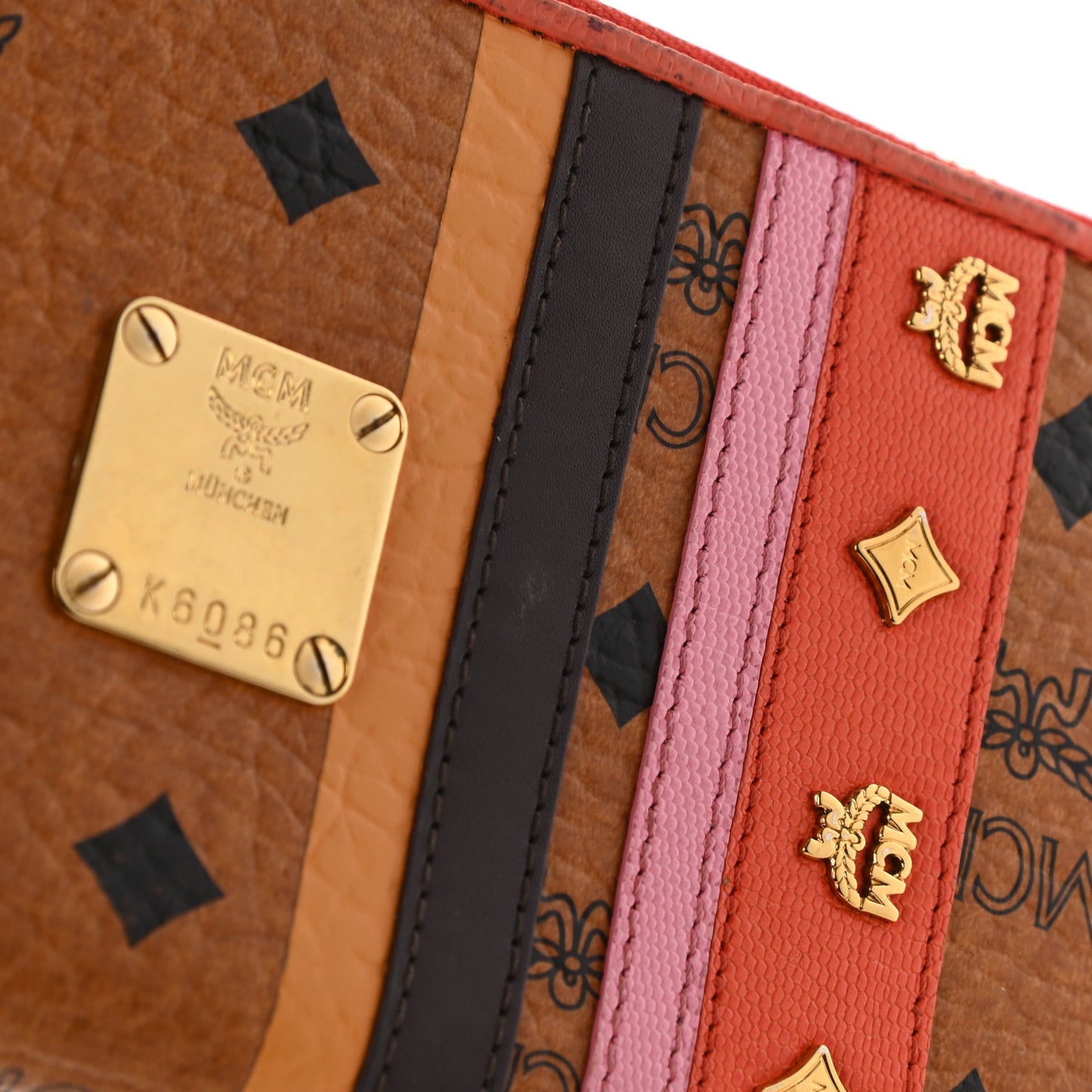 Visetos Striped Zip Around Wallet Cognac
