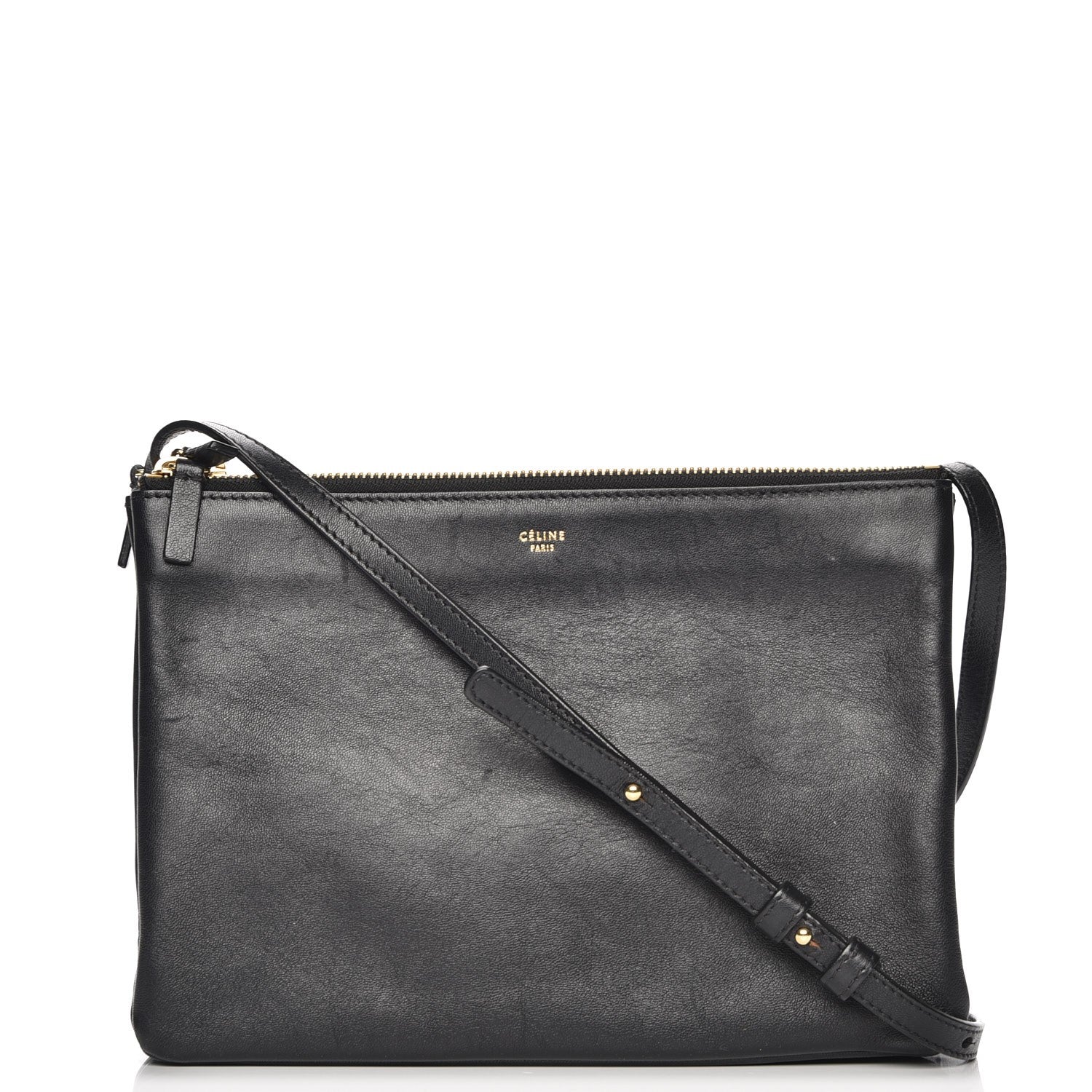 Celine Lambskin Large Trio Crossbody Bag Black 1 of 9