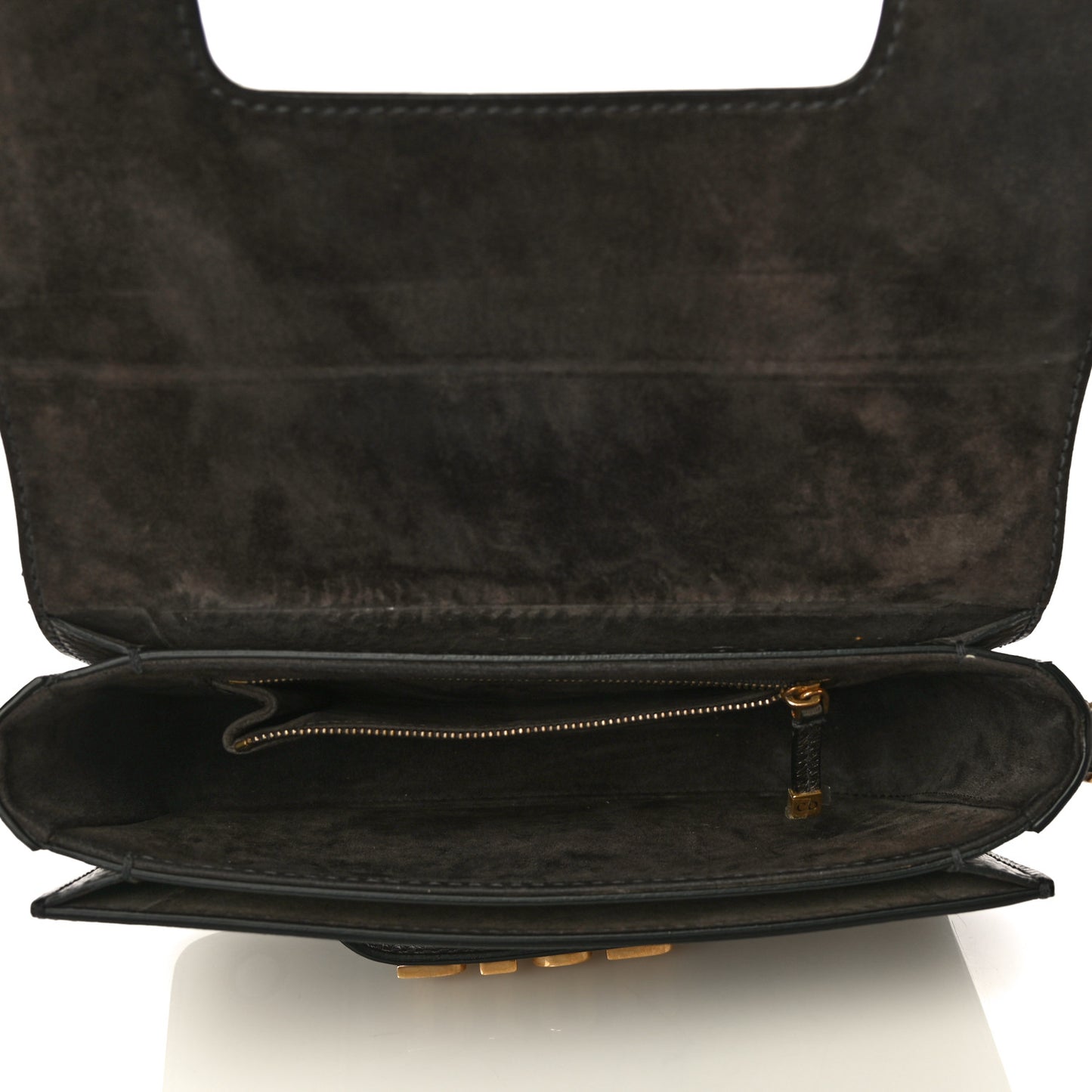 Metallic Grained Calfskin Dio(r)evolution Flap Bag Black Gold
