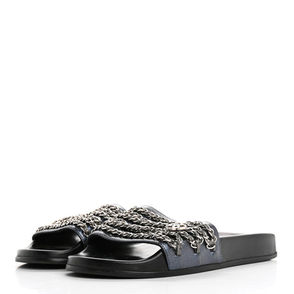 Chanel Fantasy Lambskin Chain Flat Sandals 39 Blue 4 of 9