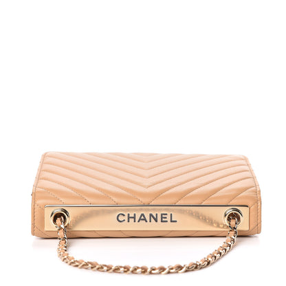 Chanel Lambskin Chevron Quilted Trendy CC Wallet On Chain WOC Beige 9 of 14