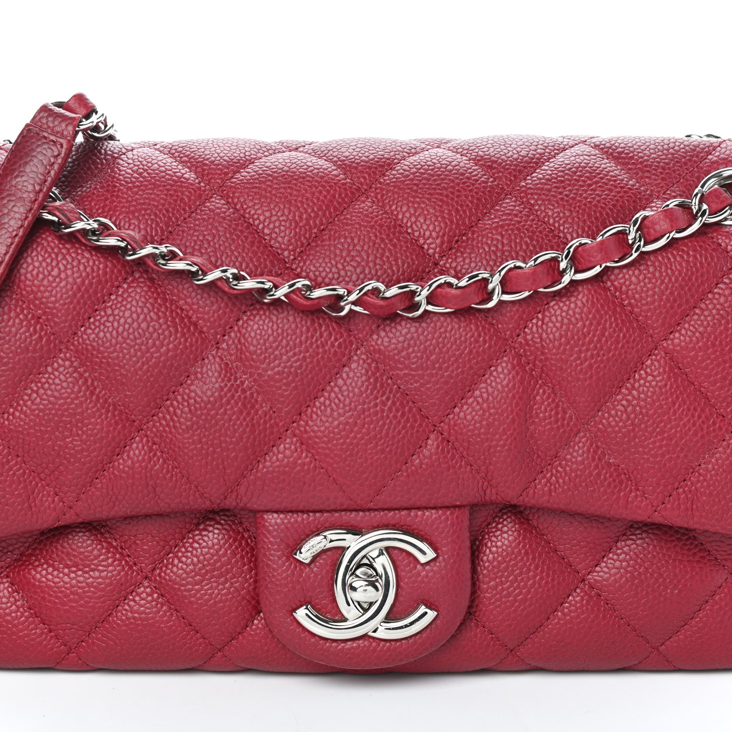 Caviar Quilted Medium Easy Flap Red