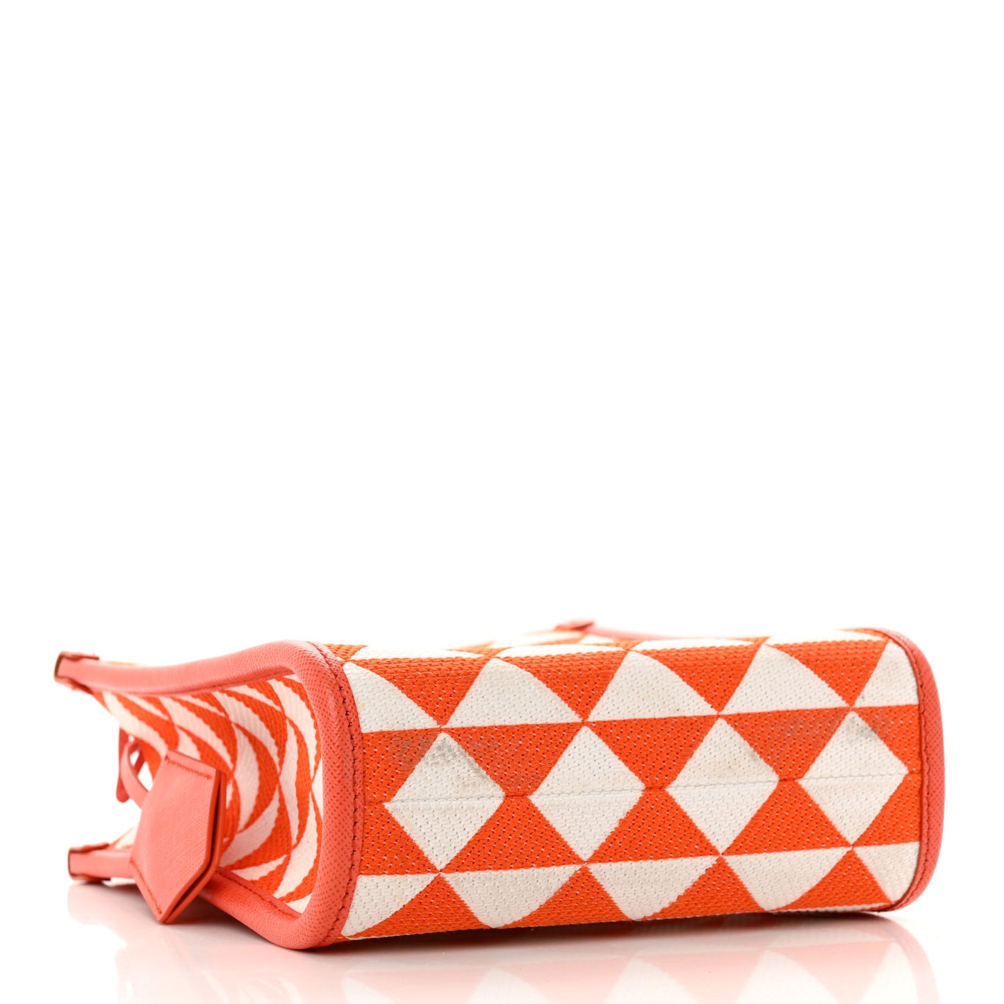 Jacquard Saffiano Triangolo Symbole Embroidered Micro Tote Orange White