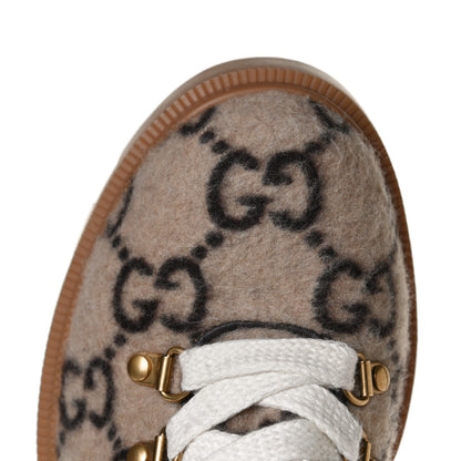 Gucci Covered Wool Big GG Monogram Womens Lace Up Combat Ankle Boots 40 Beige Ebony Cocoa 11 of 12