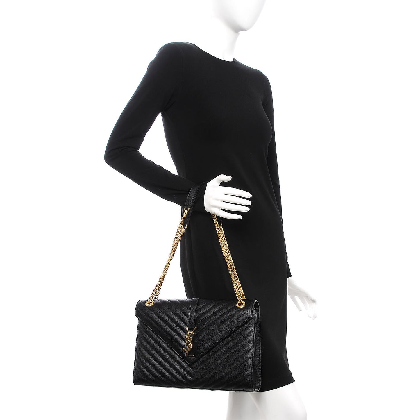 Grain De Poudre Matelasse Chevron Large Monogram Satchel Black