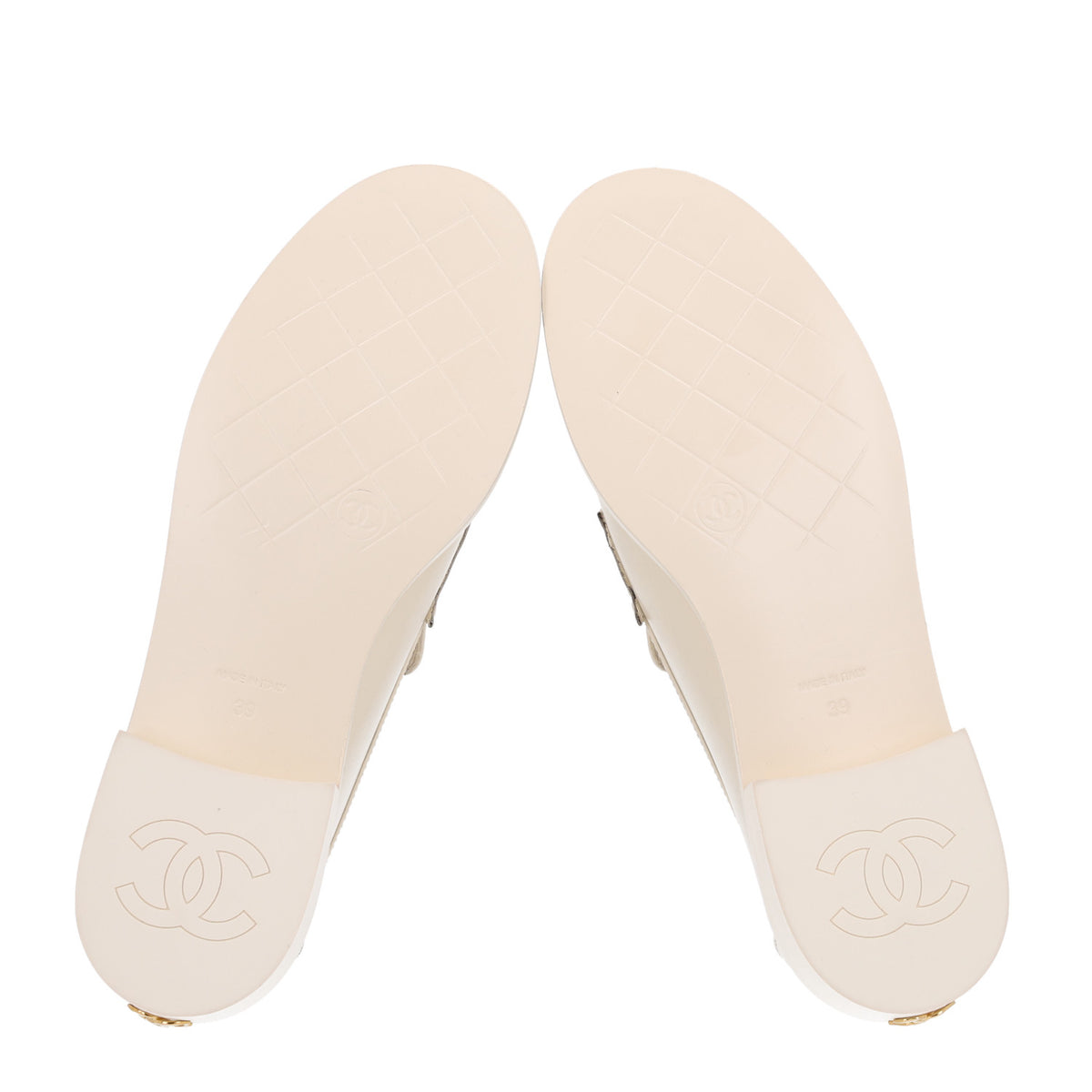 Calfskin Camellia CC Loafers 39.5 Ivory