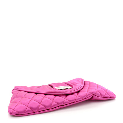 Chanel Satin Quilted Flap Clutch Fuchsia 4 of 12