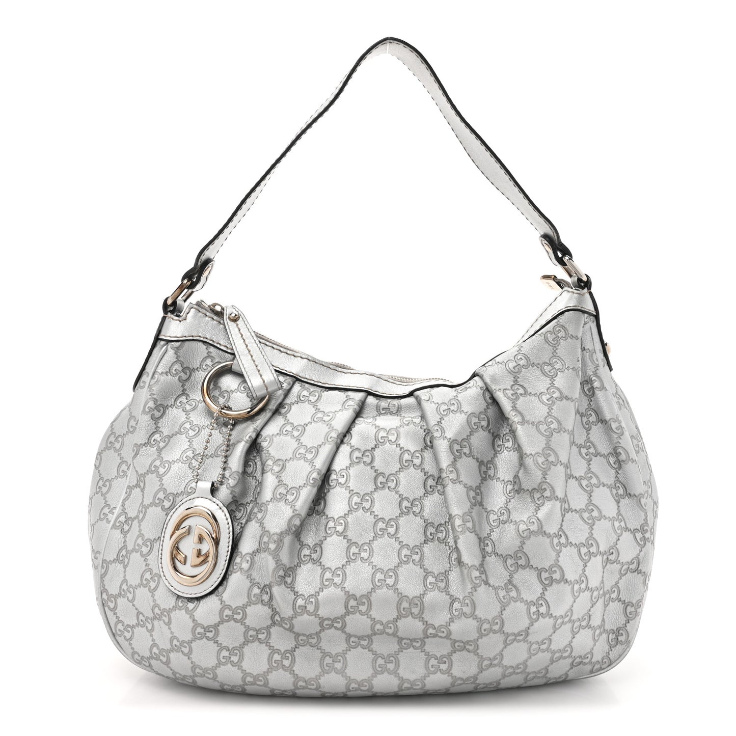 Metallic Guccissima Medium Sukey Hobo Silver