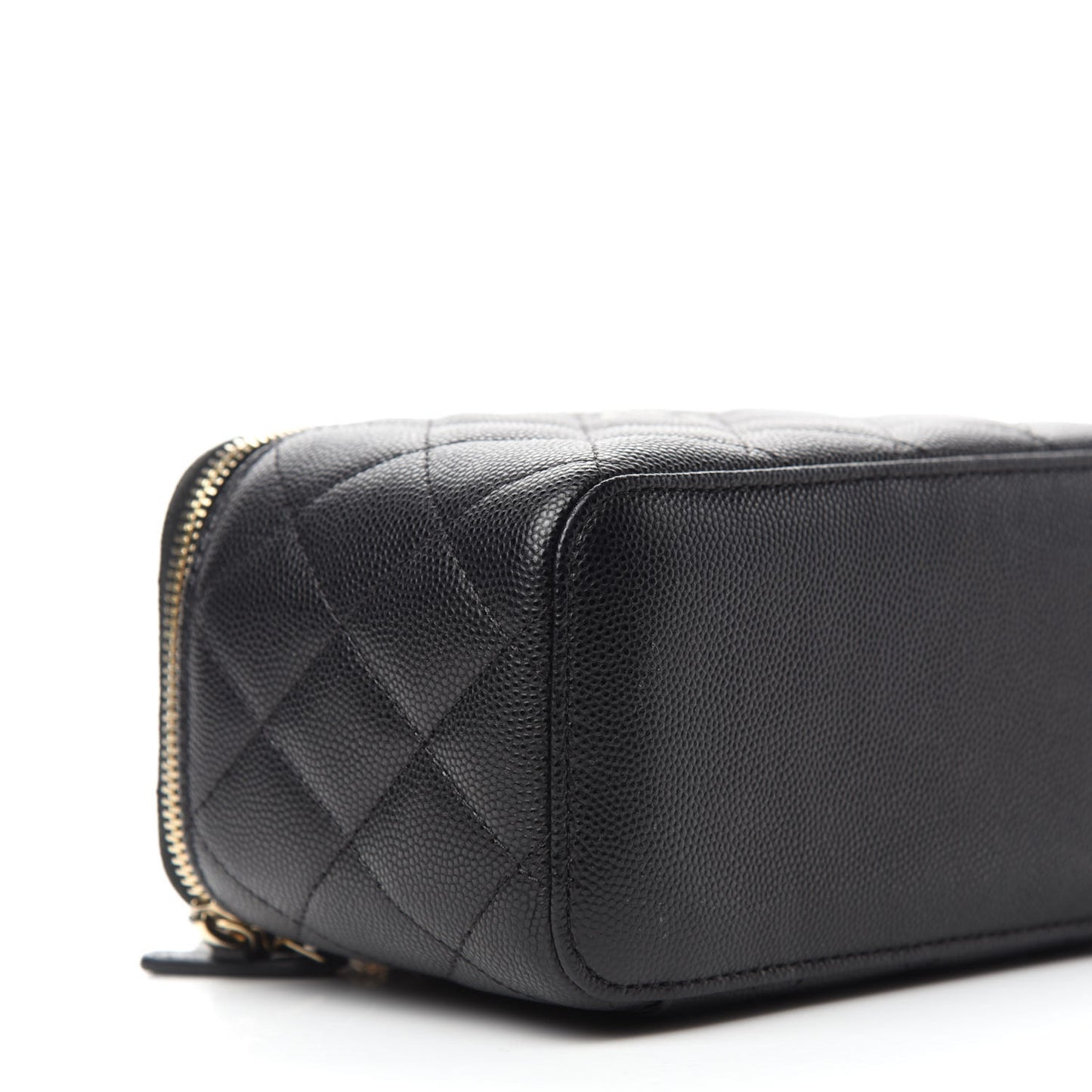 Caviar Quilted Small Vanity Case With Chain Black