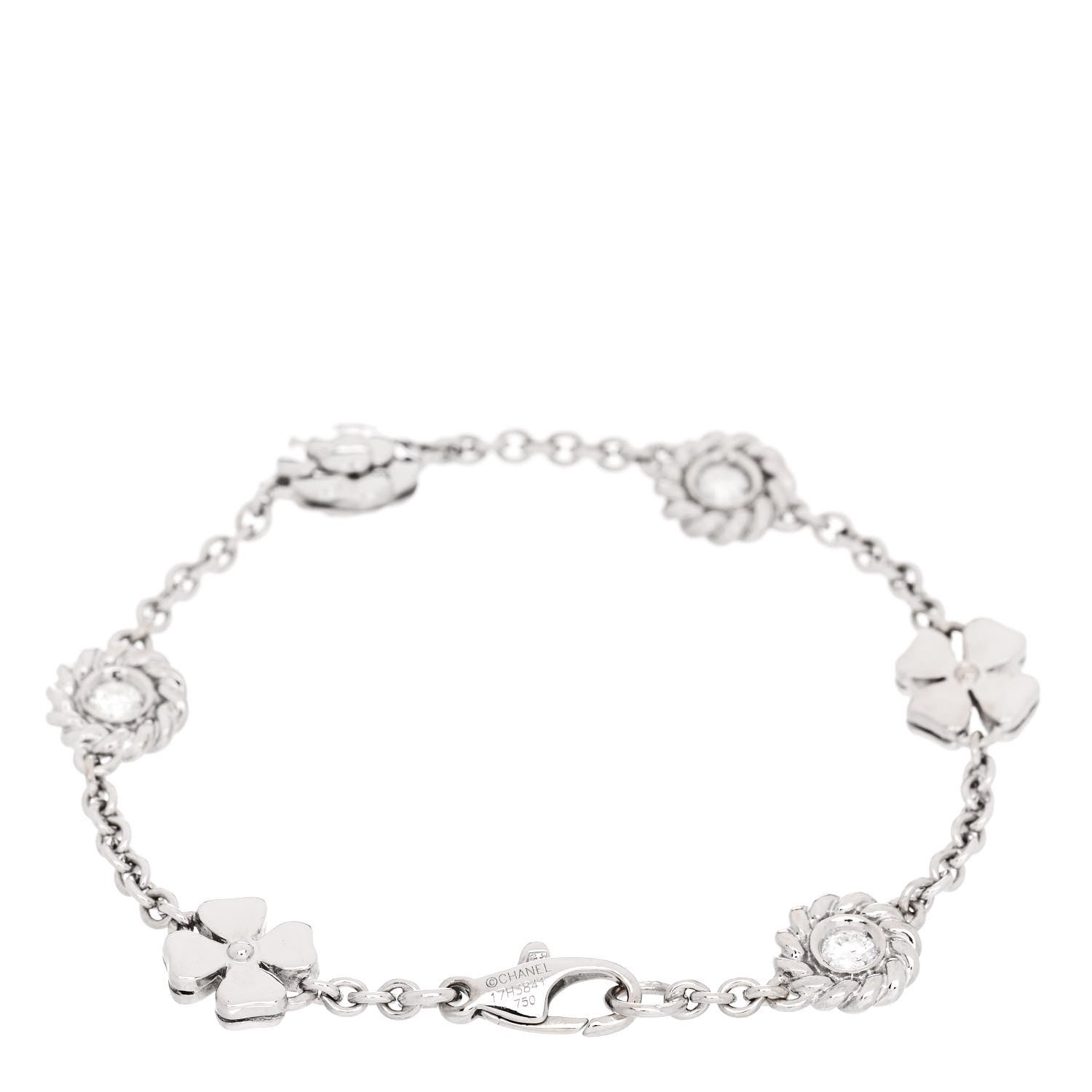 Chanel 18K Yellow Gold Diamond Camellia Bracelet 2 of 4
