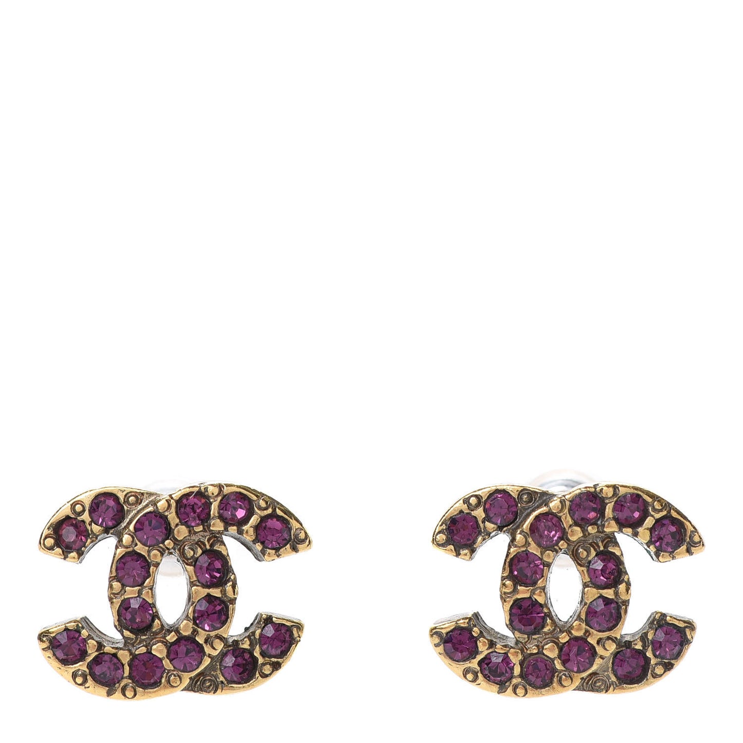 Crystal CC Earrings Gold Purple