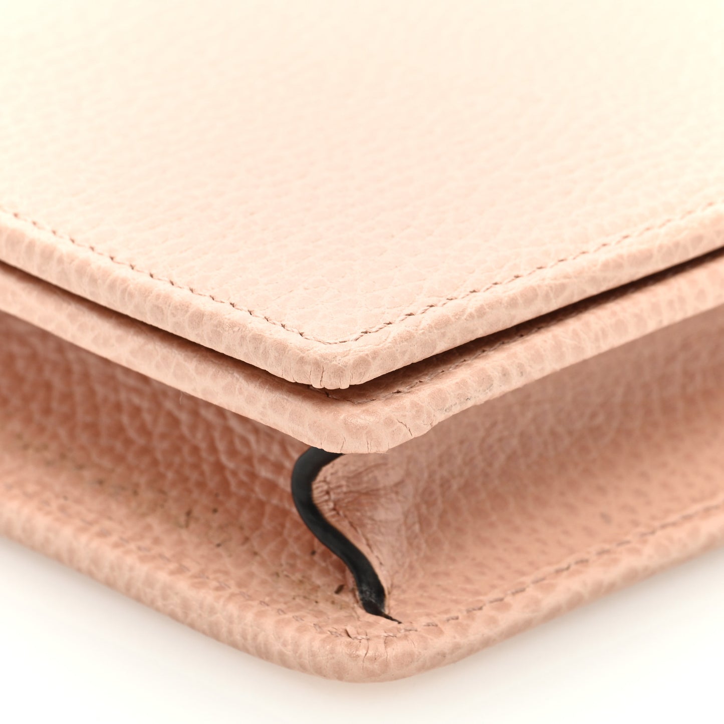 Dollar Calfskin Enamel Monochrome Mini GG Marmont Chain Wallet Perfect Pink