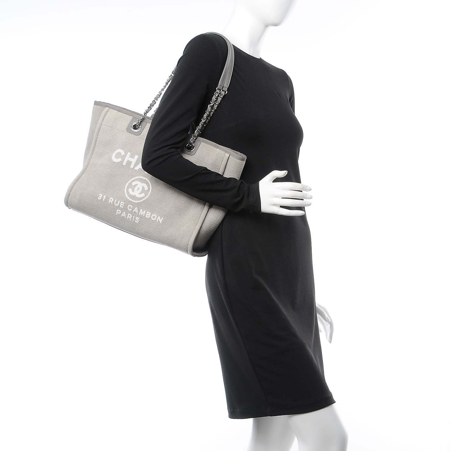 Chanel Canvas Small Deauville Tote Grey 2 of 8