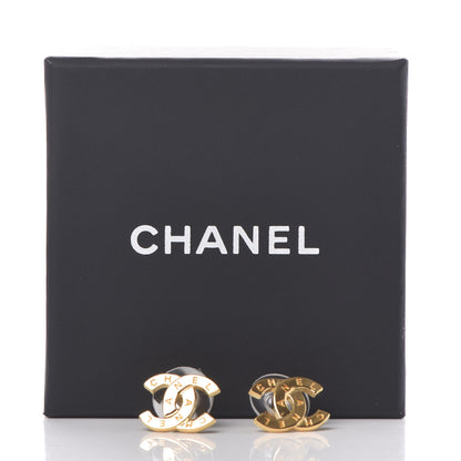 Chanel Metal CC Paris Button Stud Earrings Gold 5 of 5