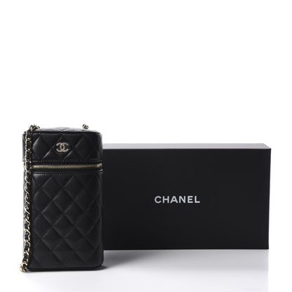 Chanel Caviar Quilted Phone Holder With Chain Black 10 of 10