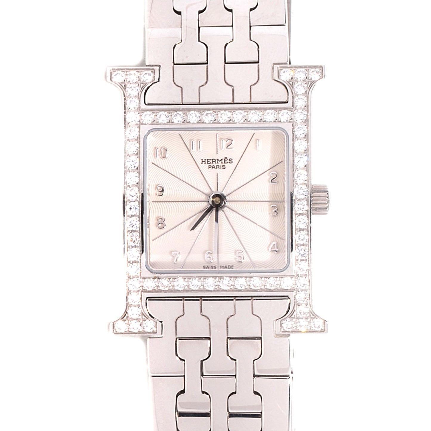 Stainless Steel Diamond Bezel 21mm Heure H Hour Quartz Watch