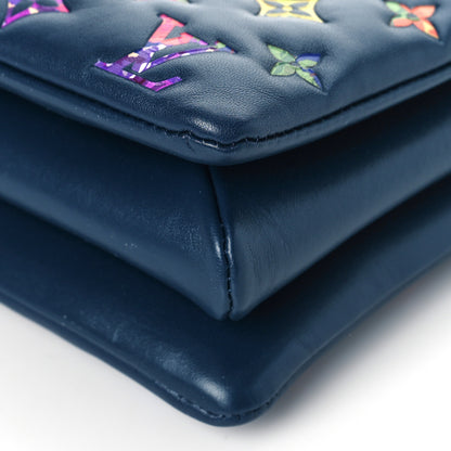 Louis Vuitton Lambskin Embossed Monogram LV Garden Coussin MM Navy Blue 9 of 9