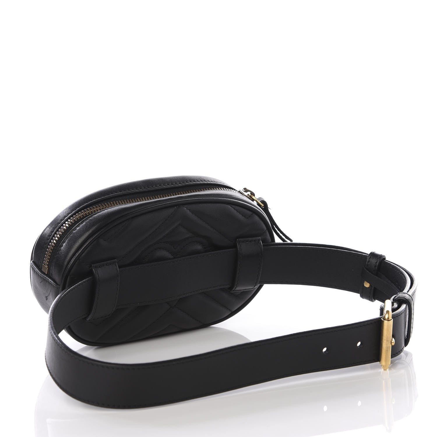 Gucci Calfskin Matelasse GG Marmont Belt Bag 75 30 Black 2 of 7