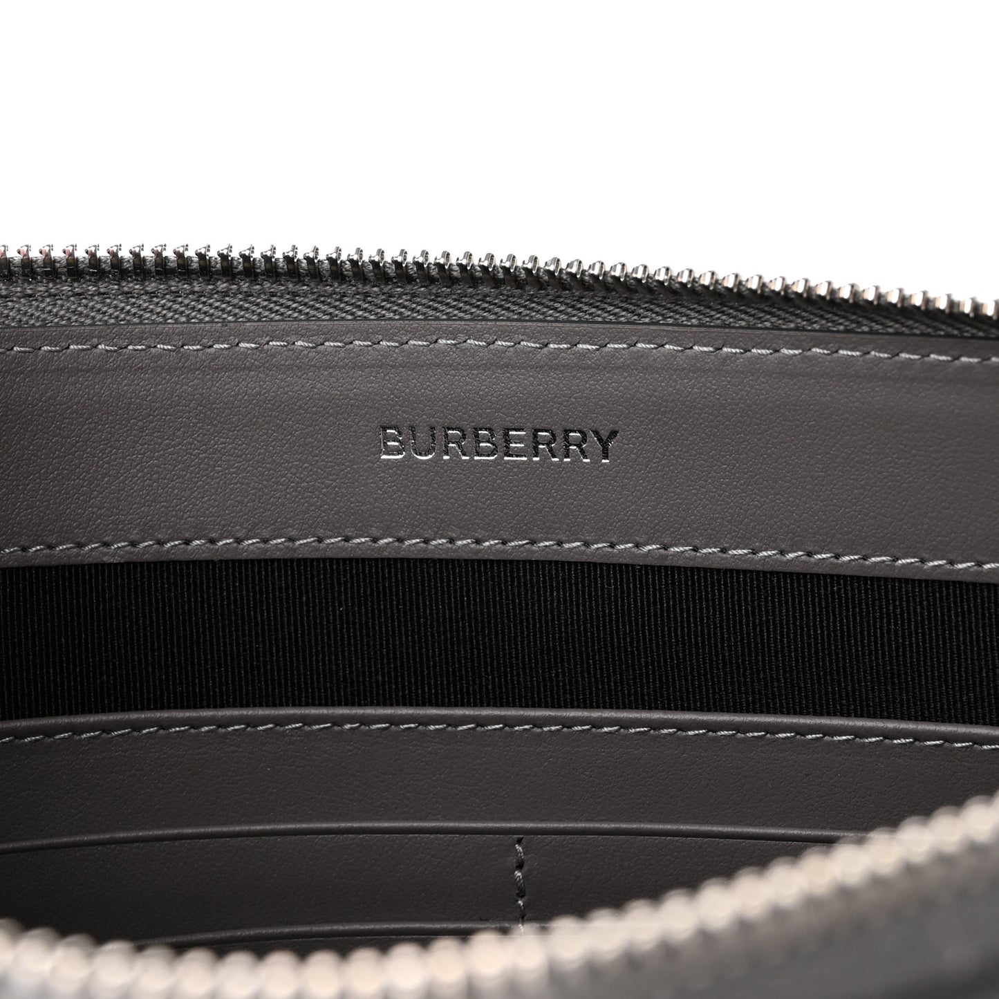 Calfskin Zip Pouch Charcoal Grey