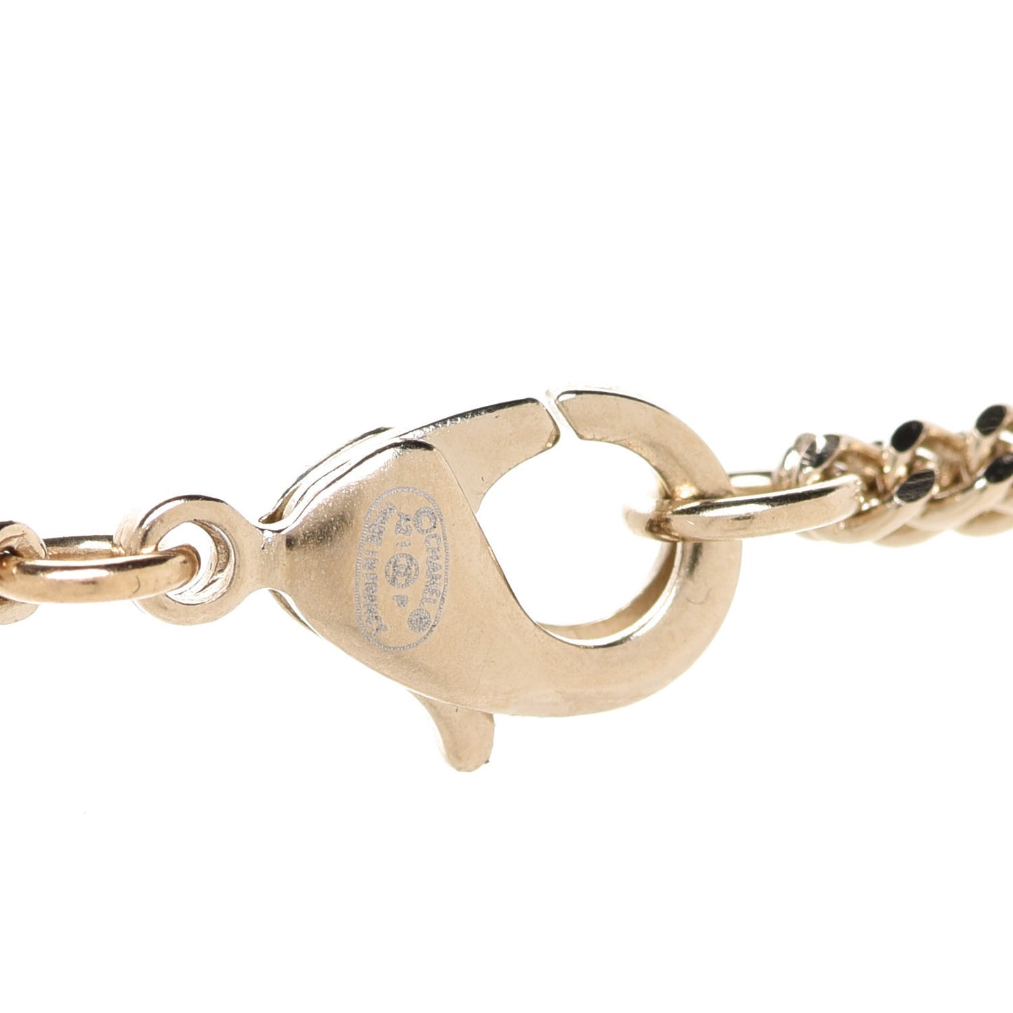 Enamel CC Logo Chain Necklace Ruthenium Pink
