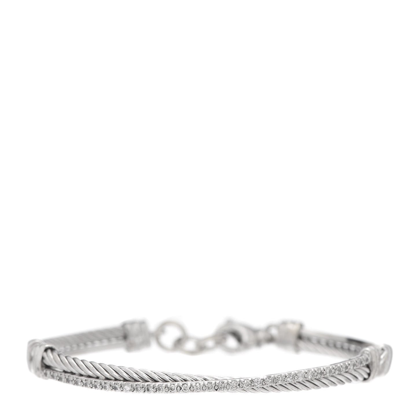 Sterling Silver Diamond 3mm Crossover Bracelet