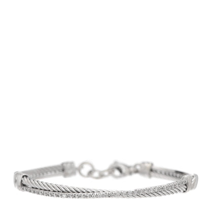 David Yurman Sterling Silver Diamond 3mm Crossover Bracelet 1 of 5