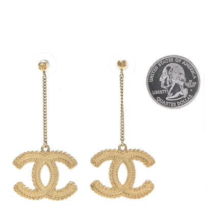 Chanel CC Drop Earrings Matte Gold 3 of 10