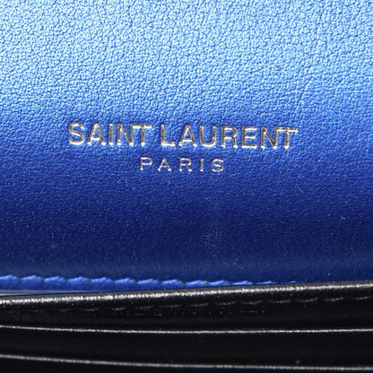 Saint Laurent Metallic Calfskin Monogram Sunset Chain Wallet Blue Royal 7 of 10