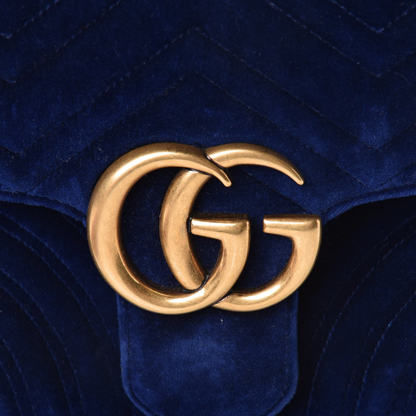 Velvet Matelasse Medium GG Marmont Shoulder Bag Cobalt Blue