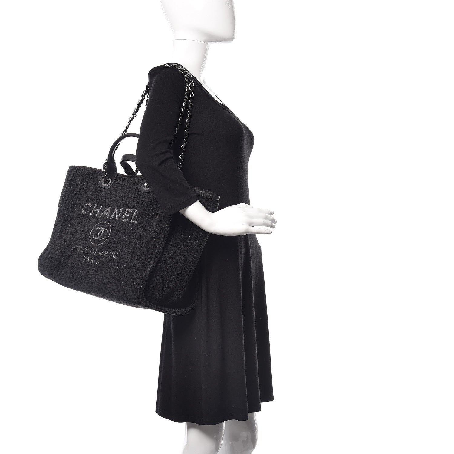 Chanel Lurex Boucle Medium Deauville Tote Black 2 of 11