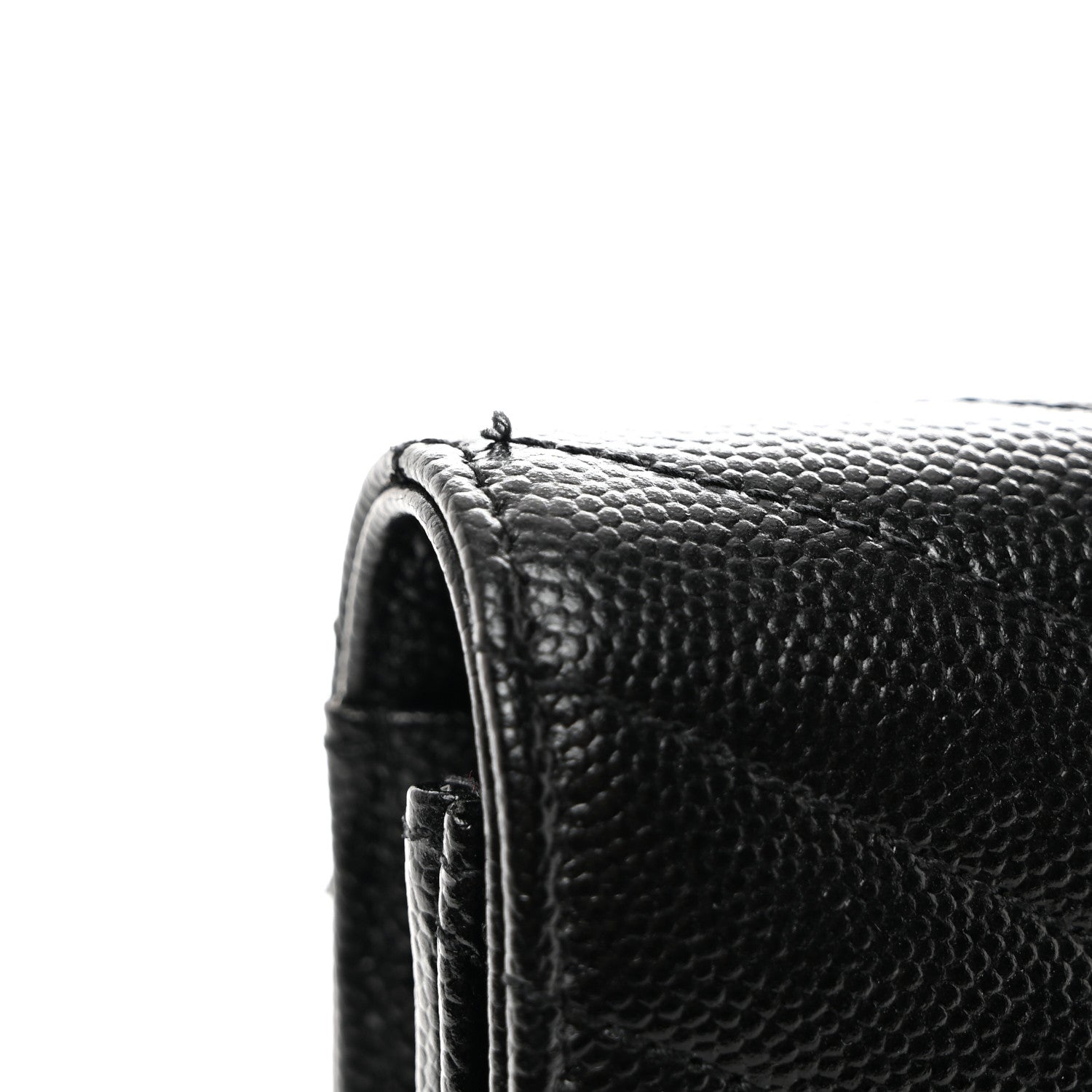 Saint Laurent Grain De Poudre Matelasse Chevron Monogram Monochrome Envelope Chain Wallet Black 10 of 10