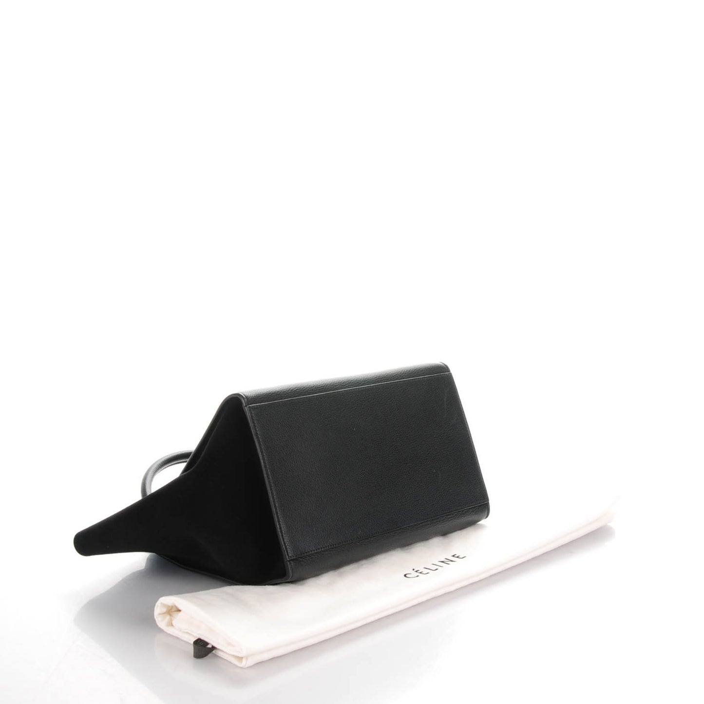 Drummed Calfskin Suede Small Trapeze Black