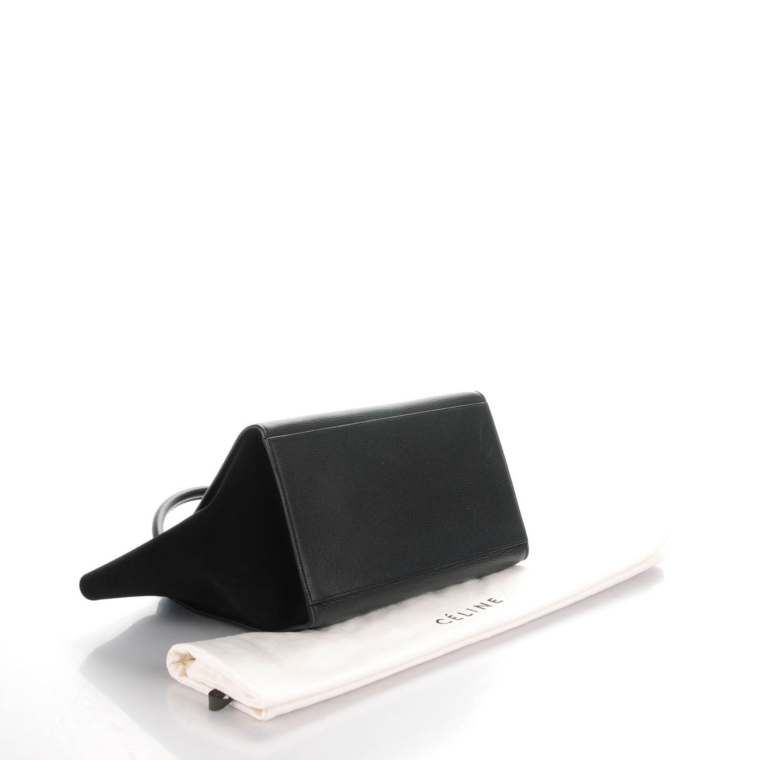 Celine Drummed Calfskin Suede Small Trapeze Black 4 of 7