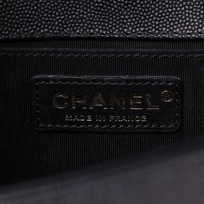 Chanel Caviar Chevron Quilted Braided Medium Boy Flap Black 6 of 10