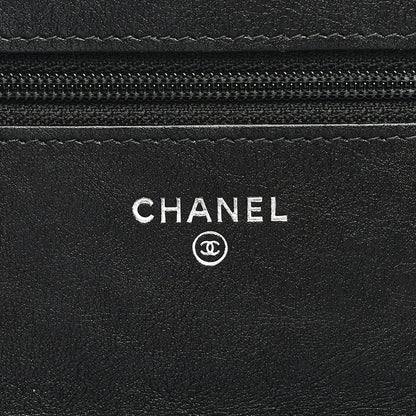 Chanel Crumpled Calfskin Quilted Wallet On Chain WOC So Black 6 of 12