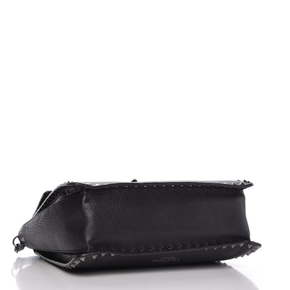 Valentino Garavani Alce Printed Calfskin Rockstud Top Handle Flap Shoulder Bag Black 4 of 9