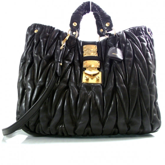 Miu Miu Leather Matelasse Tote Black 1 of 11