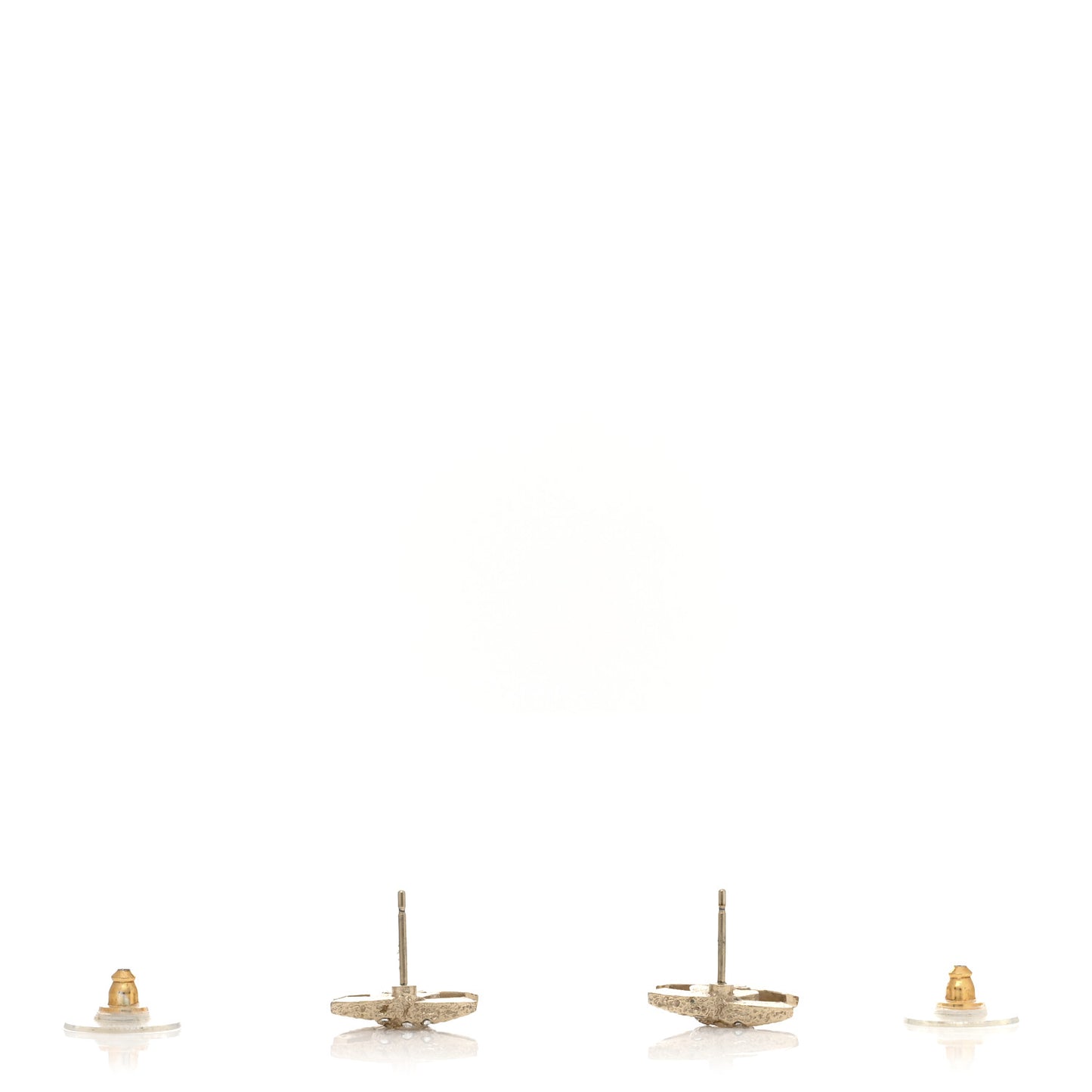 Crystal Textured CC Earrings Gold