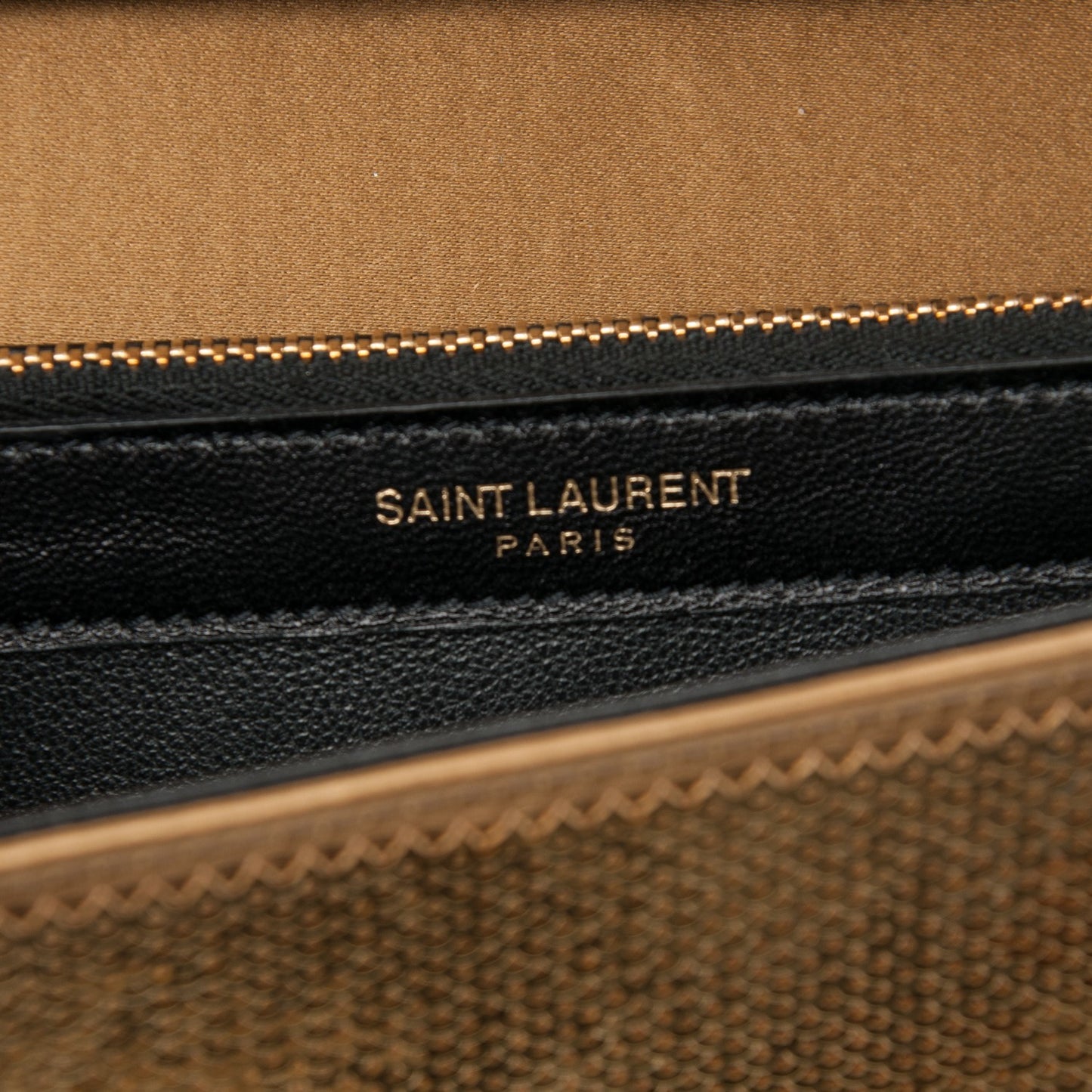 Sequin Monogram Chain Wallet Gold