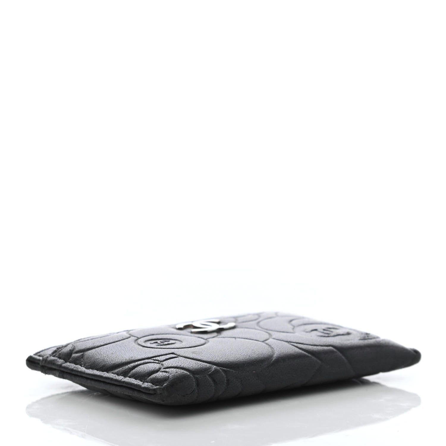 Chanel Lambskin Camellia Embossed Card Holder Black 3 of 7