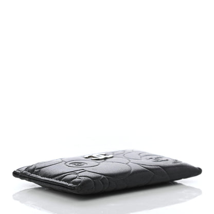 Chanel Lambskin Camellia Embossed Card Holder Black 3 of 7
