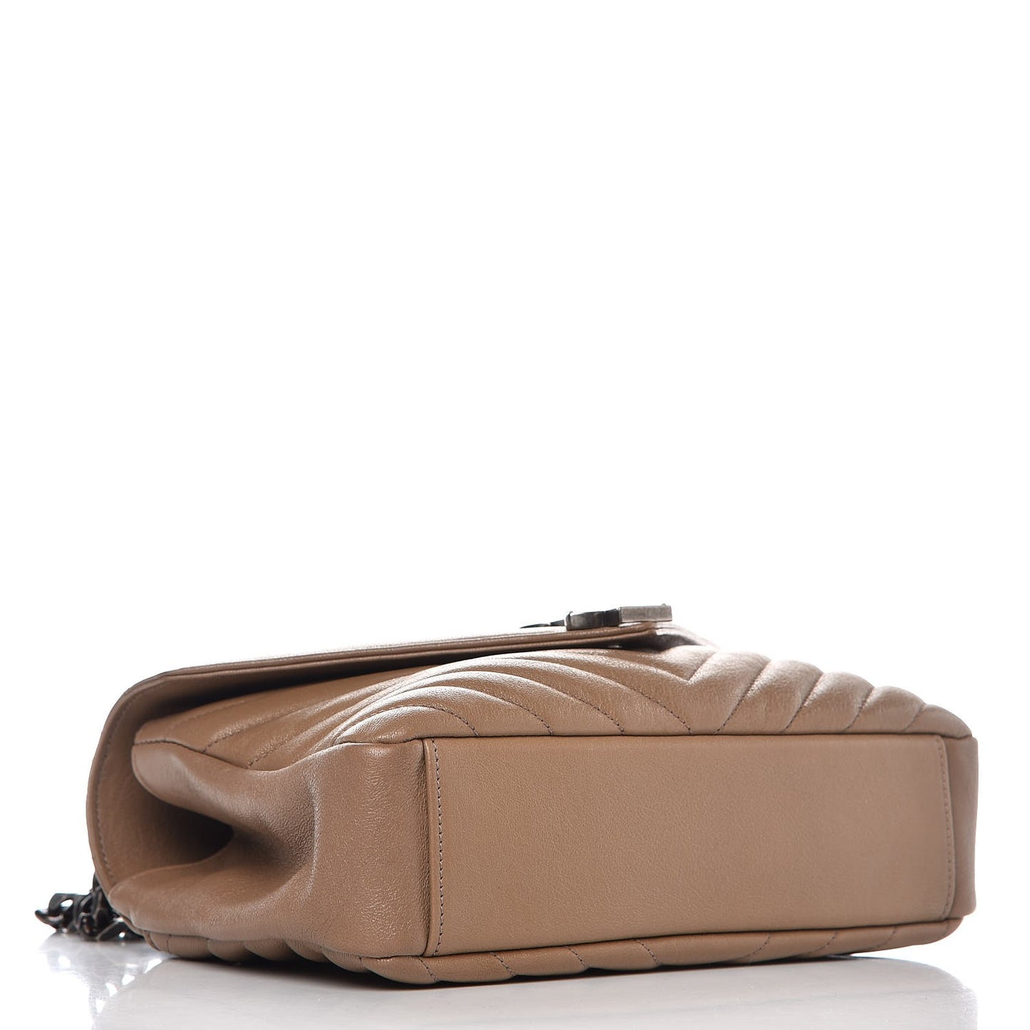 Sheepskin Matelasse Chevron Monogram Medium College Bag Taupe